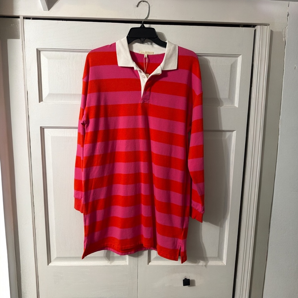 NWT Copper Key Pink Red Stripe Polo Dress Small